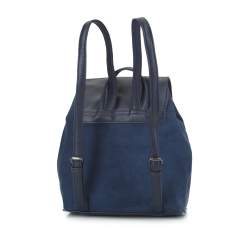 Women's faux leather backpack, navy blue, 93-4Y-500-N, Photo 1