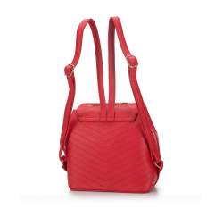 Women's chevron stitched backpack with chain handle, red, 94-4Y-720-3, Photo 1