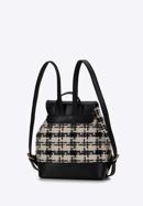 Women's boucle tweed backpack purse with crystal insect embellishment, beige-black, 98-4Y-209-1, Photo 2
