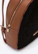 Women's backpack purse with teddy faux fur front, brown-black, 97-4Y-504-0, Photo 4