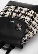 Women's boucle tweed backpack purse with crystal insect embellishment, beige-black, 98-4Y-209-1, Photo 4