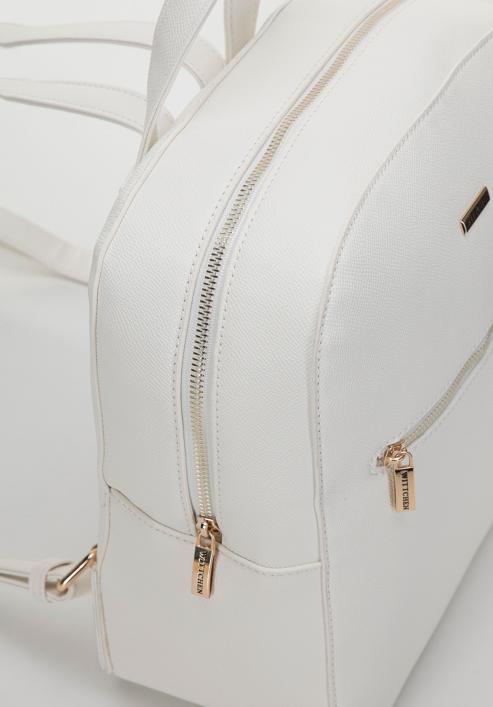 Women's faux leather backpack, white, 98-4Y-214-0, Photo 4