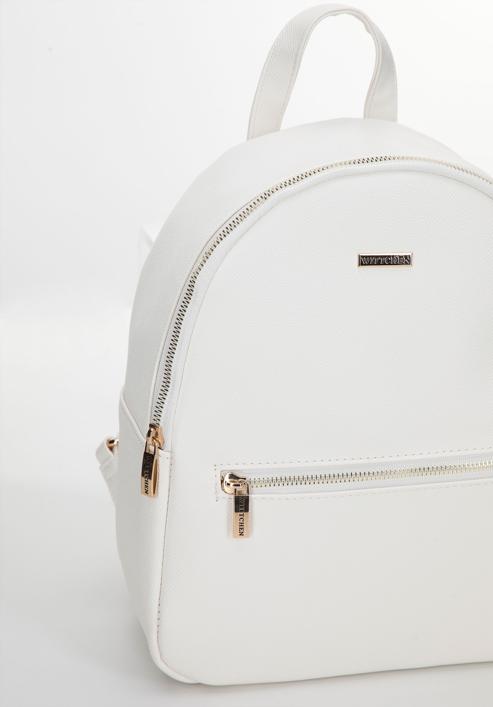 Women's faux leather backpack, white, 98-4Y-217-0, Photo 4