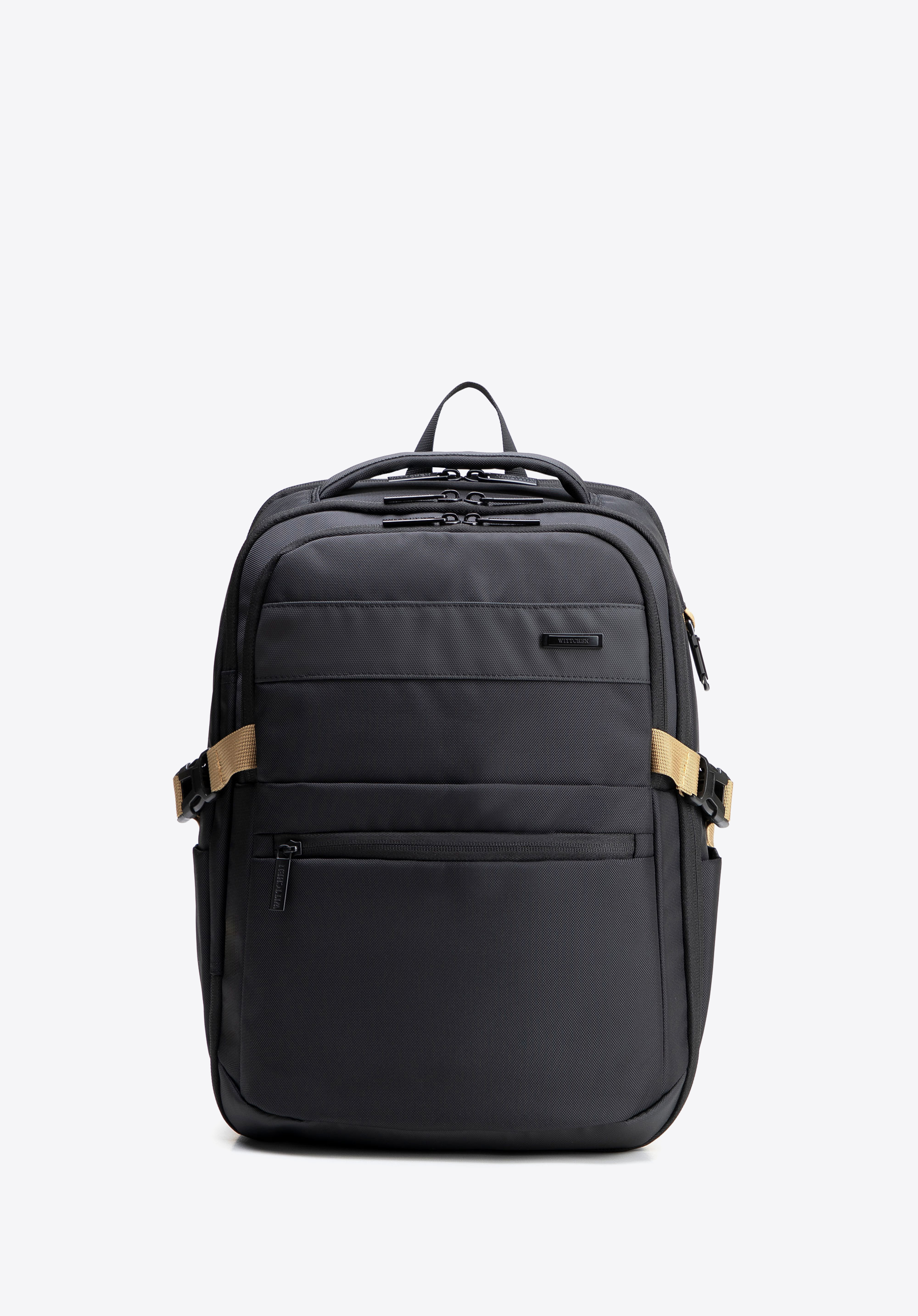 Plecak z kieszenią na laptopa 13”/14”, czarno-beżowy, 102-3P-802-19, Zdjęcie 1