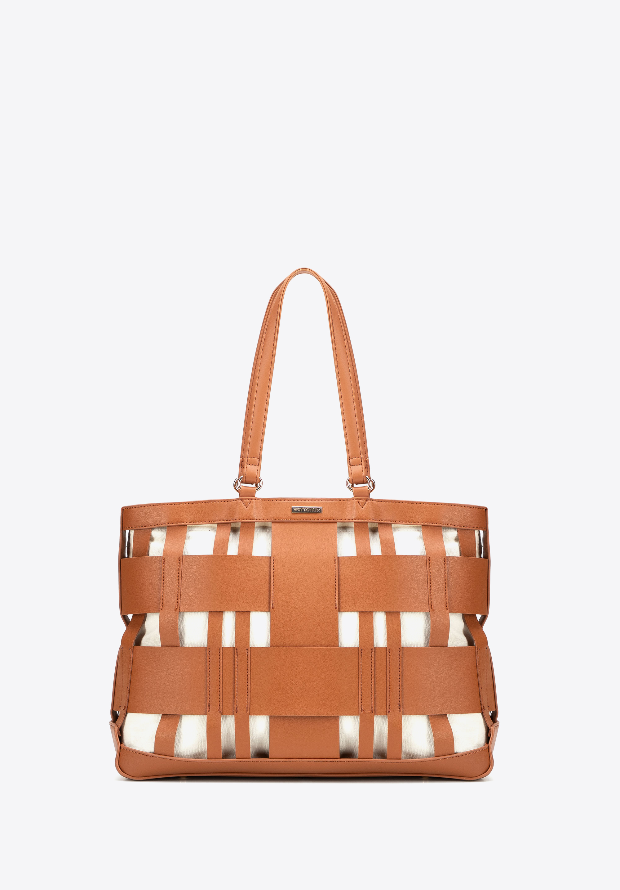 WITTCHEN Pleciona shopperka z imitacji skóry brązowa