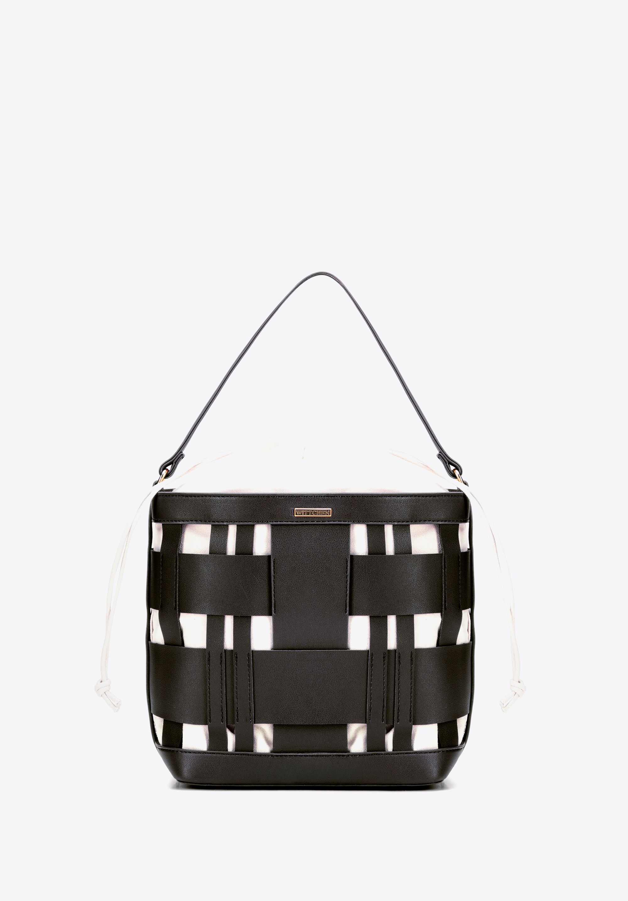 WITTCHEN Pleciona torebka worek z ekoskóry czarna