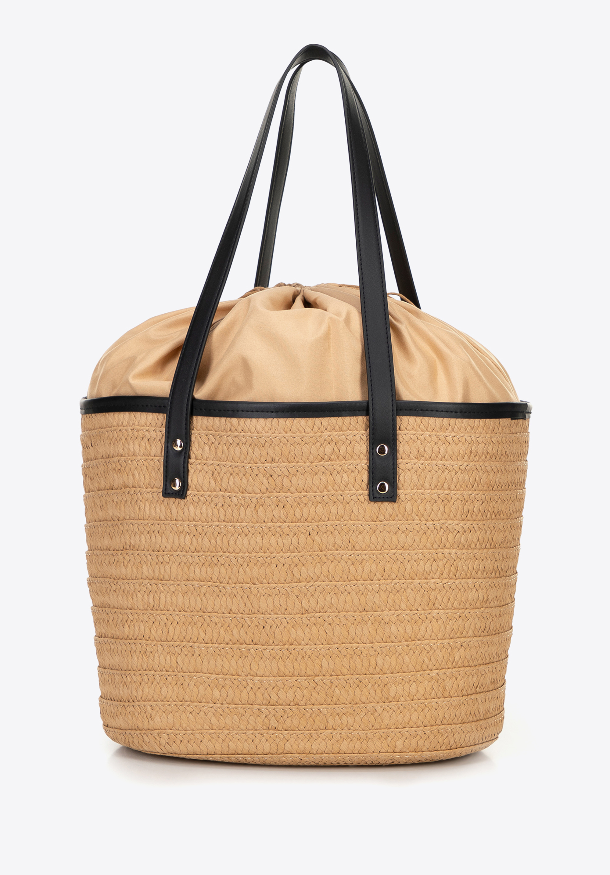 Braided paper straw basket, beige-black, 100-4Y-905-91, Photo 1