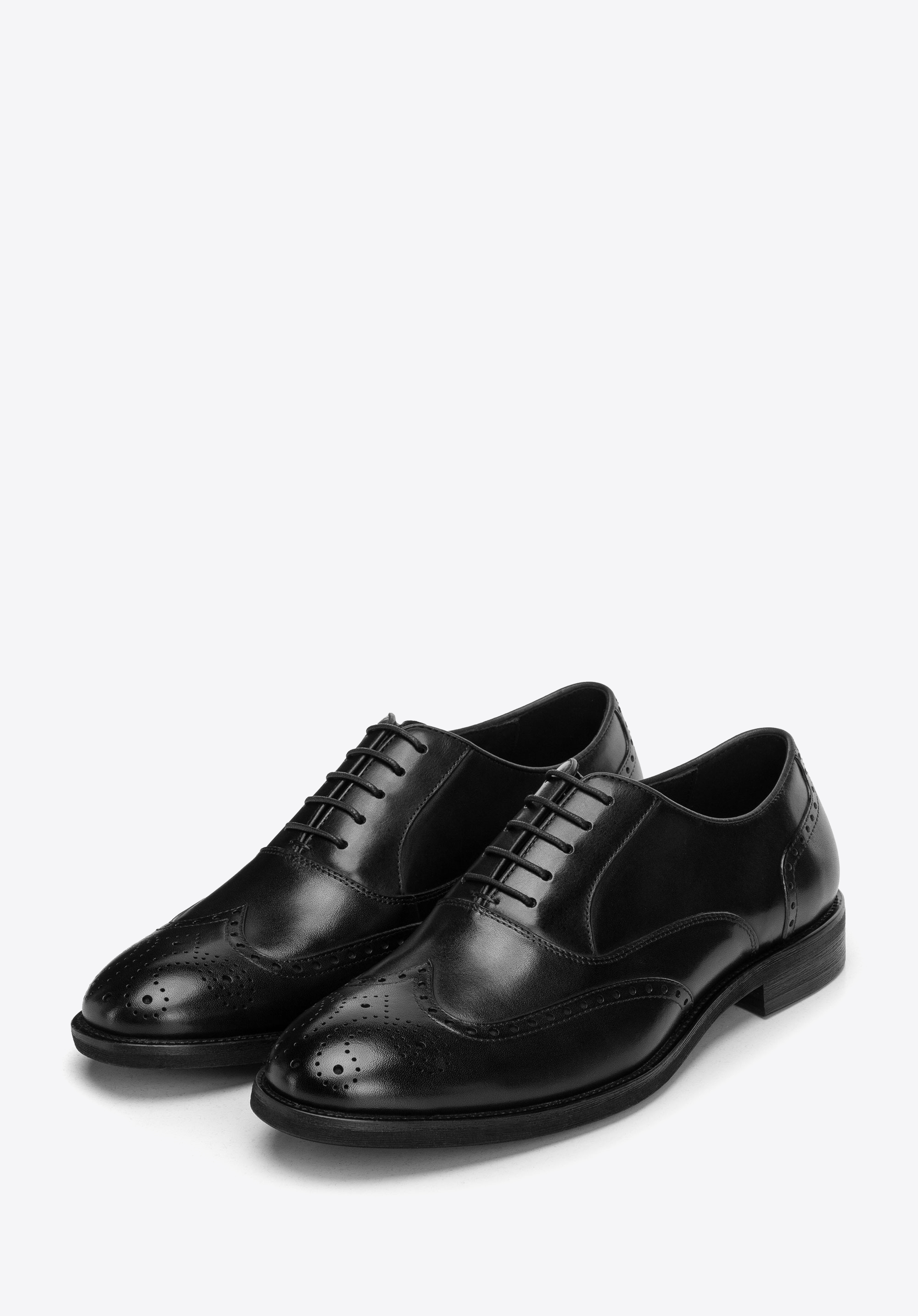 Elegant men's brogue Oxford shoes, black, 103-M-503-1-40, Photo 1