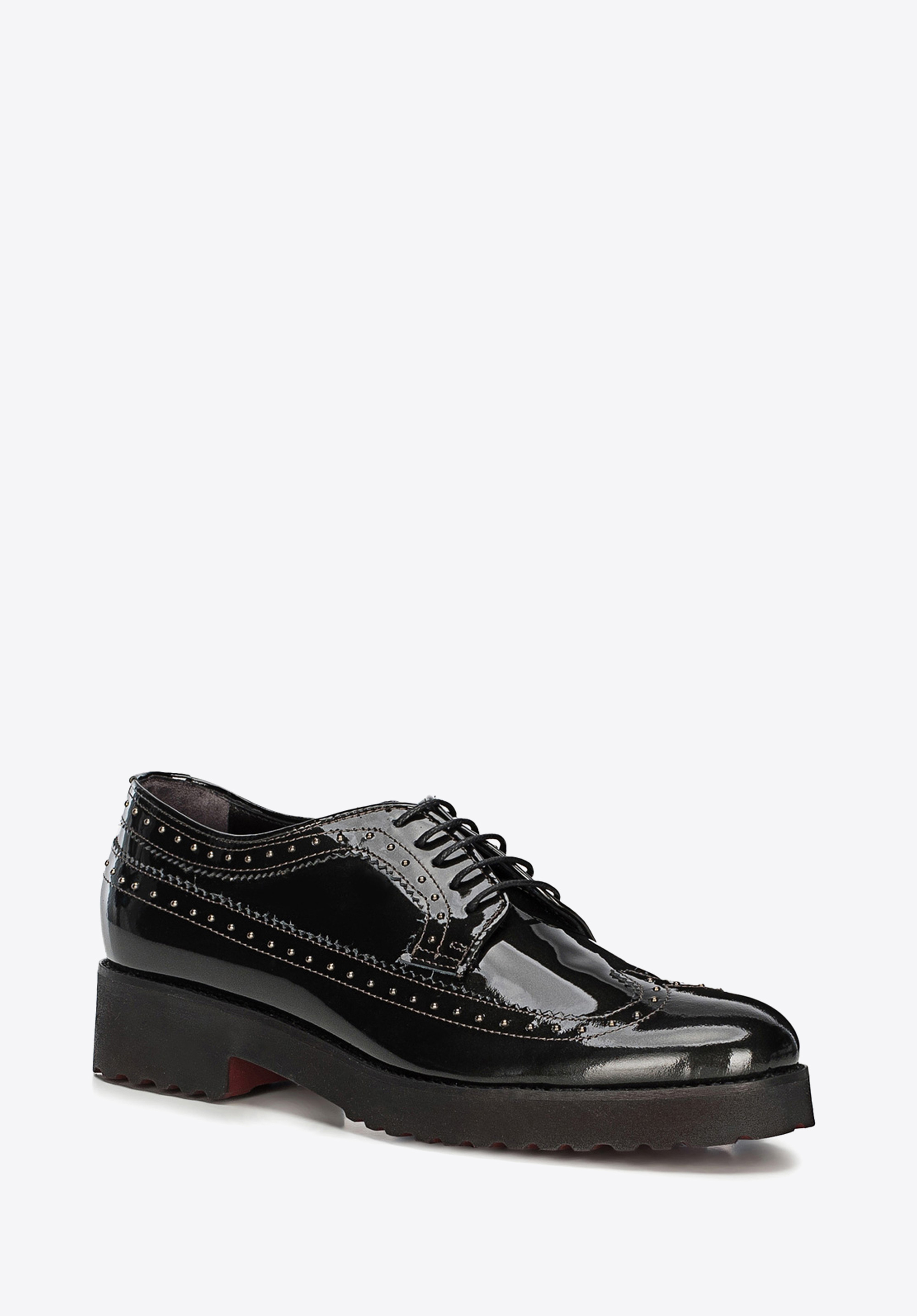 Patent leather shoes for women, olive, 91-D-101-8-35, Photo 1