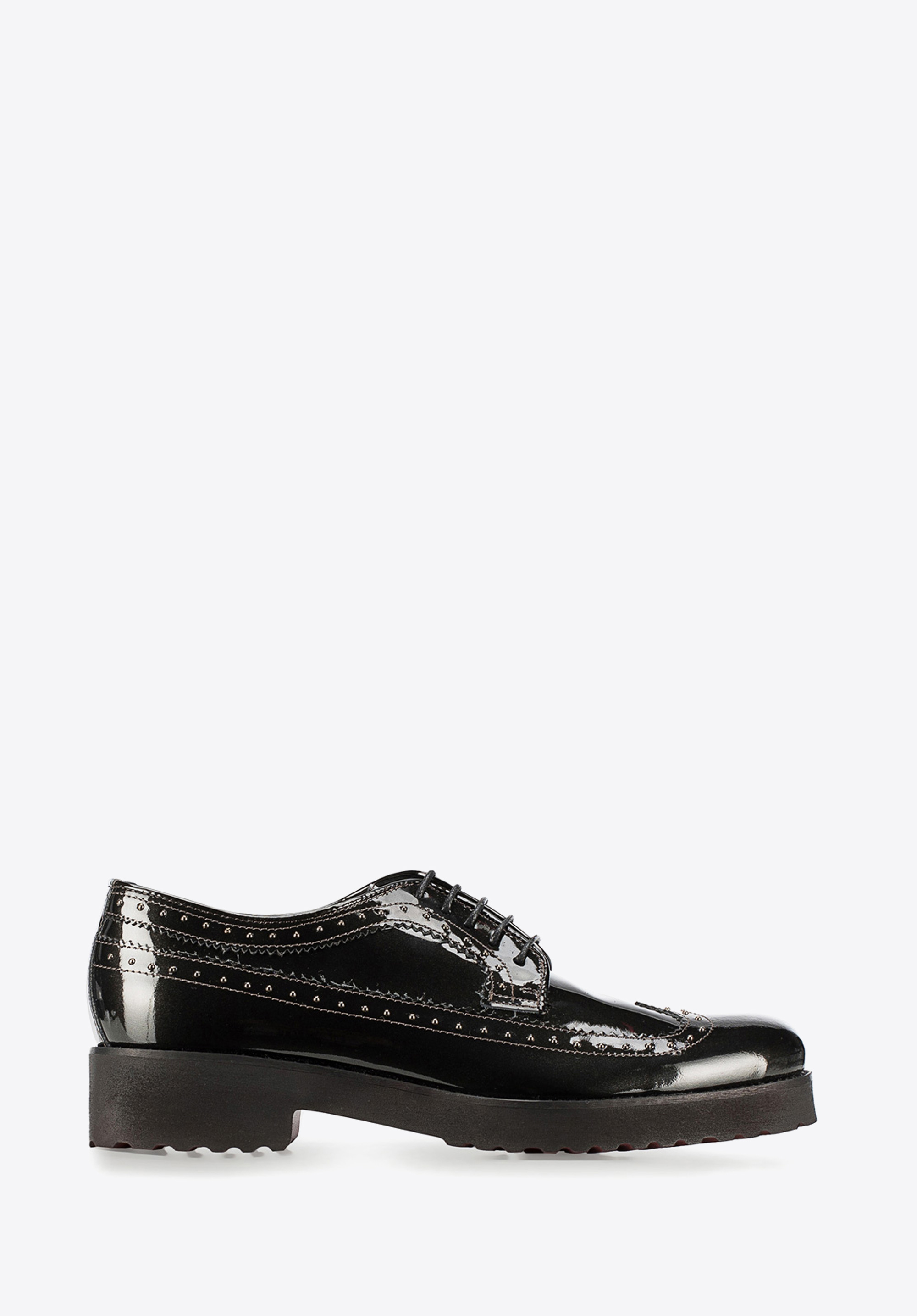 Patent leather shoes for women, olive, 91-D-101-8-35, Photo 1