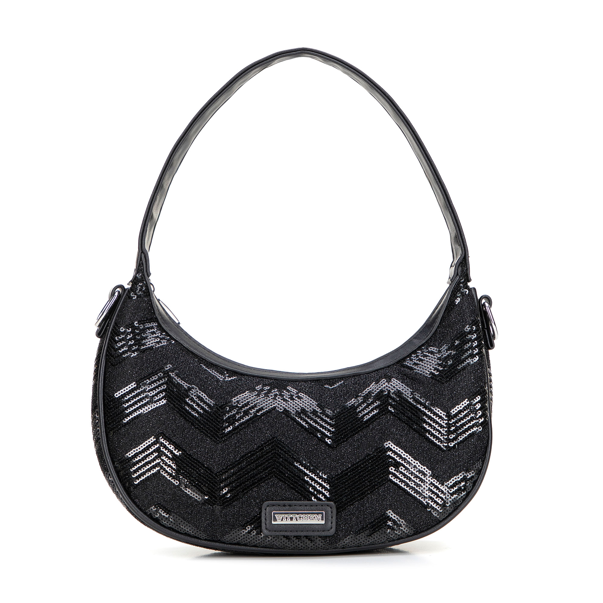 Dámska polkruhová kabelka s flitrami z ekokože – lesk, štýl a elegancia v jednom 101-4Y-412-1