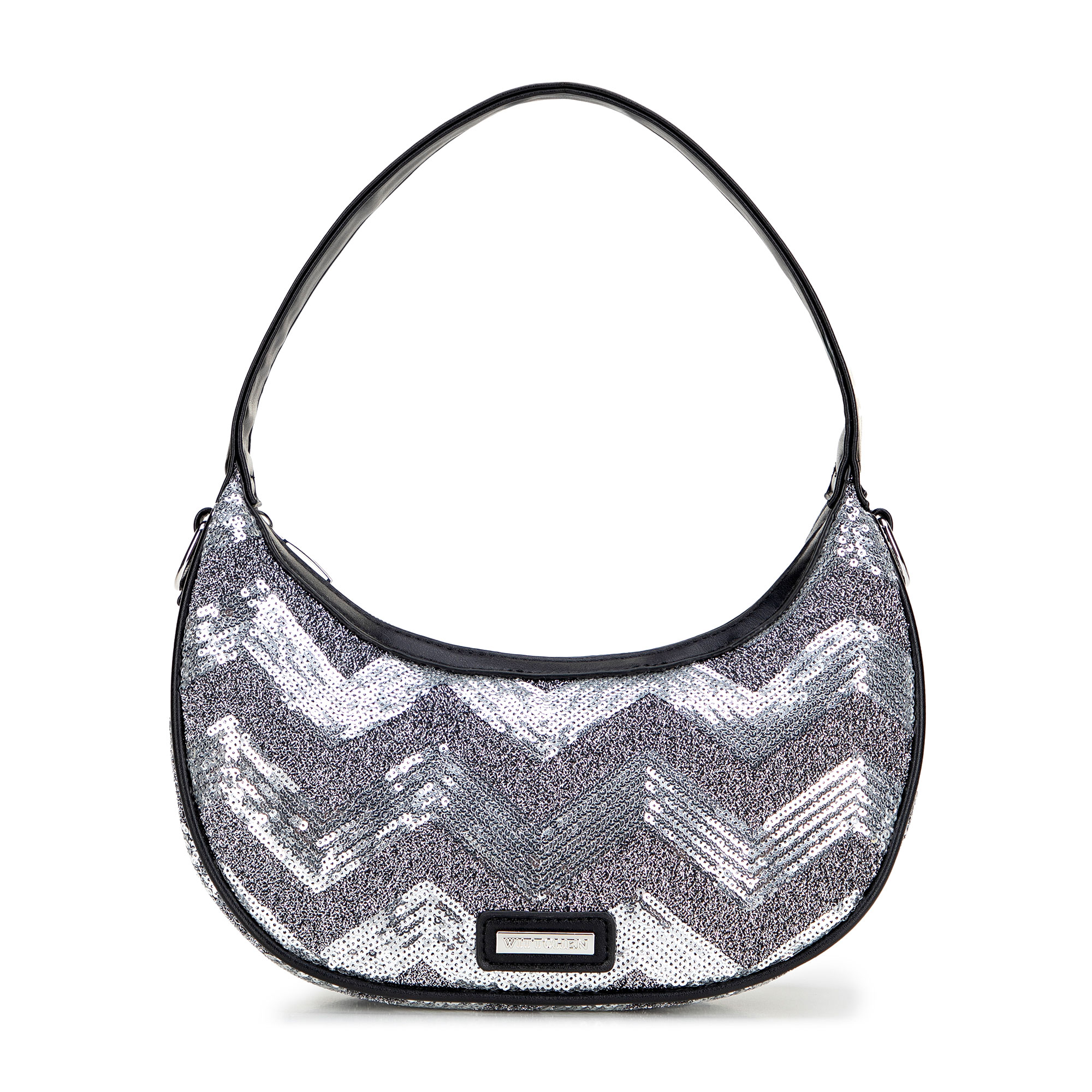 Strieborná crossbody kabelka z imitácie kože s flitrami 101-4Y-412-S, Vyberte variant strieborná