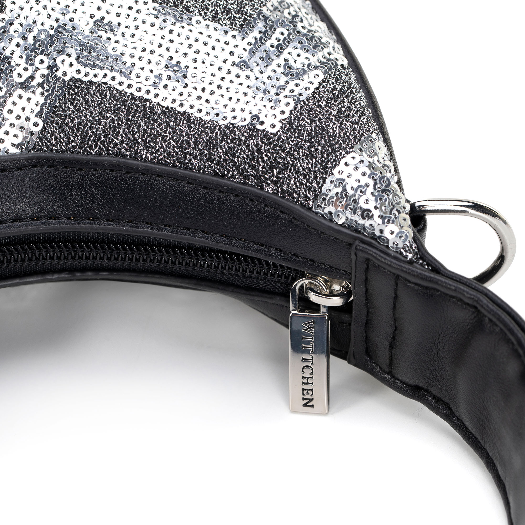 Strieborná crossbody kabelka z imitácie kože s flitrami 101-4Y-412-S, Vyberte variant strieborná