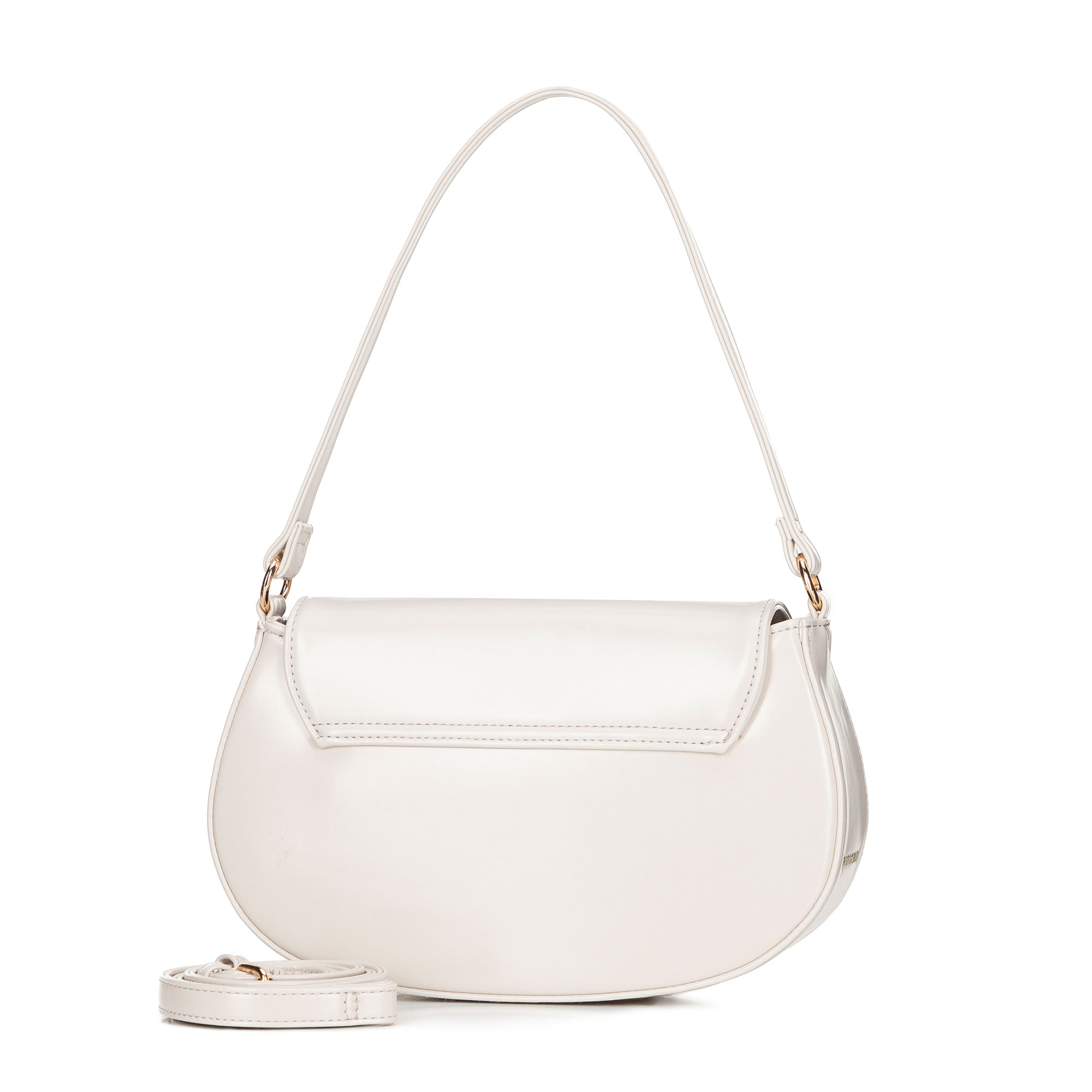 Krémová crossbody kabelka z imitácie kože s kovovou sponou a klopou 101-4Y-437-0, Vyberte variant krémová