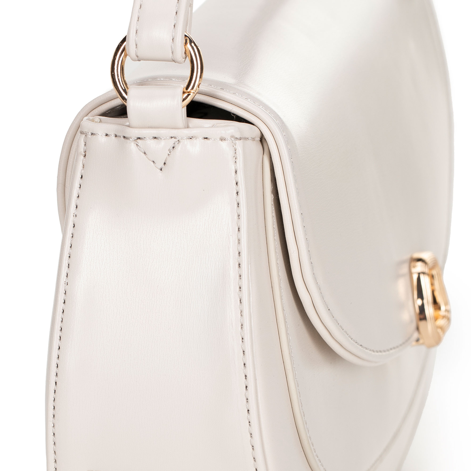 Krémová crossbody kabelka z imitácie kože s kovovou sponou a klopou 101-4Y-437-0, Vyberte variant krémová