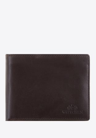 Skórzany średni portfel męski ciemny brąz