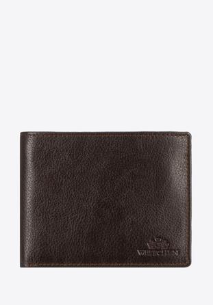 Skórzany portfel męski mieszczący dowód rejestracyjny brązowy