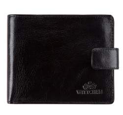 Męski portfel skórzany prosty, czarny, 21-1-120-1M, Zdjęcie 1