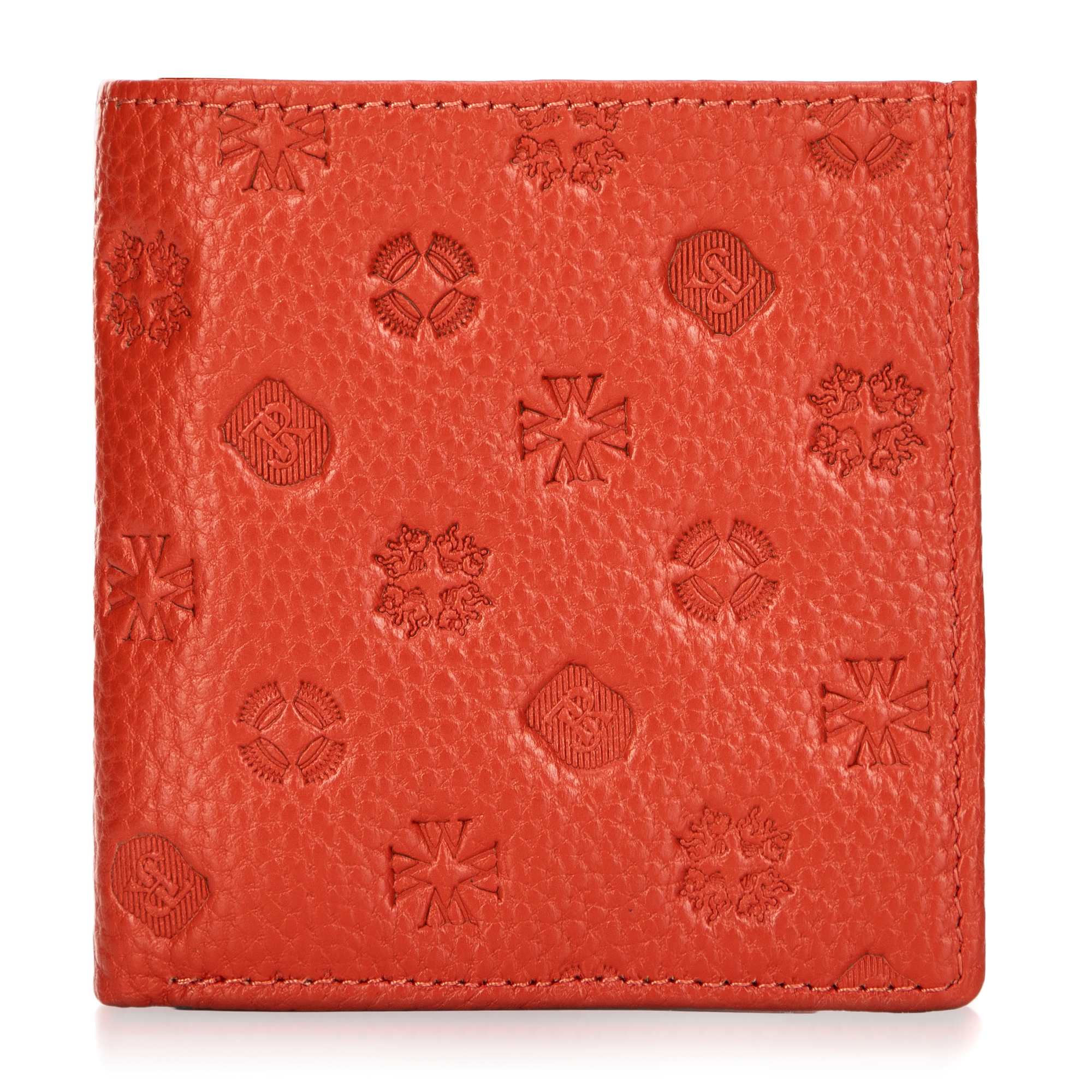 Malá dámska kožená peňaženka s embosovaním oranžová 99-1E-363-6