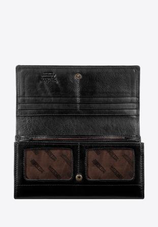 Damski portfel skórzany z obszyciem duży, czarny, 14-1-052-L12, Zdjęcie 1