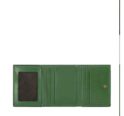 Damski portfel z gÅ‚adkiej skÃ³ry dwustronny na zatrzask, zielony, 14-1-066-L0, ZdjÄ™cie 1