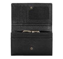 Women's leather wallet with a pocket secured with a metal clasp, black, 21-1-081-10L, Photo 1