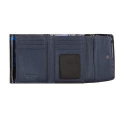 Small tortoise shell patent leather wallet, blue-black, 26-1-431-7, Photo 1