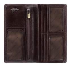 Damski portfel ze skóry z herbem bez zapięcia, brązowy, 39-1-335-3, Zdjęcie 1