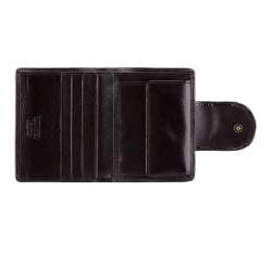 Damski portfel ze skóry lakierowany z ozdobną napą, czarny, 25-1-362-1, Zdjęcie 1