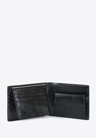 Męski portfel skórzany z rozkładanym panelem czarny
