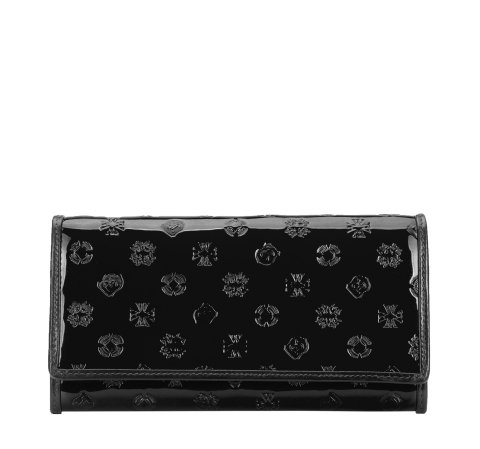 Жіночий шкіряний лакований гаманець з монограмою 34-1-052-111