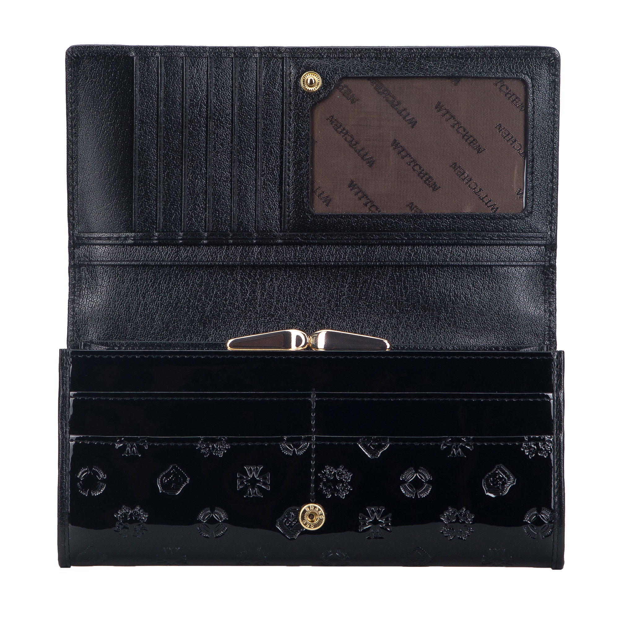 Dámska kožená peňaženka s reliéfom monogramu 34-1-075-111