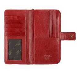 Damski portfel skórzany na napę i na suwak, czerwony, 21-1-501-3, Zdjęcie 1
