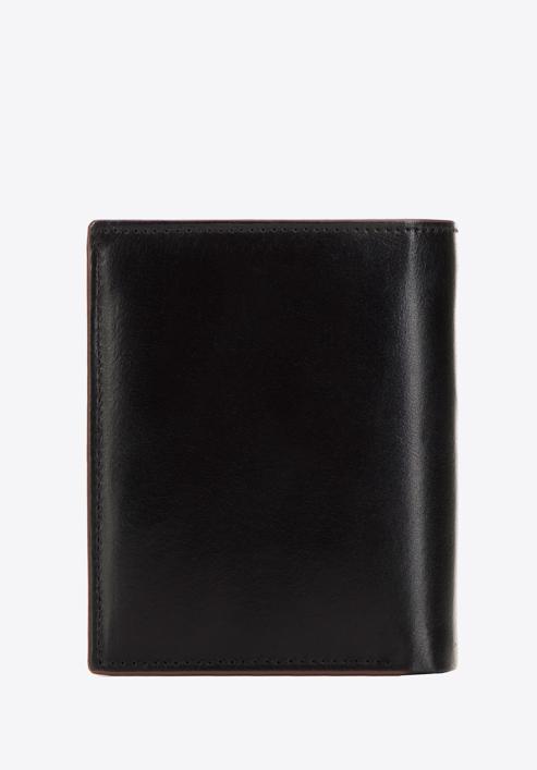 Męski portfel skórzany z brązową lamówką średni pionowy, czarny, 26-1-456-1, Zdjęcie 5