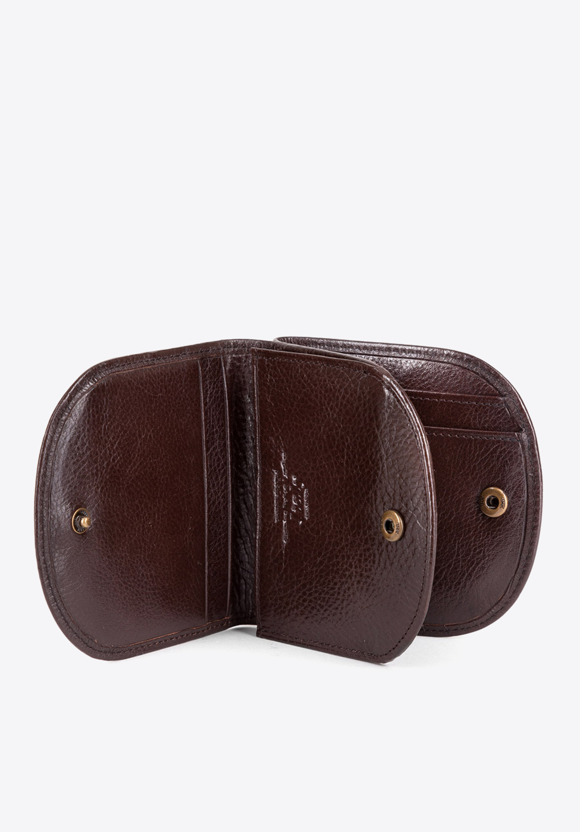 Portfel skórzany o zaokrąglonych brzegach, brązowy, 21-1-043-4, Zdjęcie 1