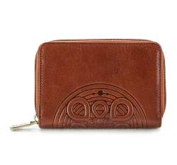 Damski portfel skórzany z mandalą mały, jasny brąz, 04-1-341-5, Zdjęcie 1