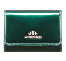 Damski portfel ze skóry lakierowany średni, ciemny zielony, 25-1-070-N, Zdjęcie 1