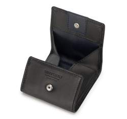 Leather coin case with logo patch detail, black-navy blue, 26-1-433-17, Photo 1