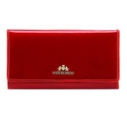 Damski portfel ze skóry lakierowany poziomy, czerwony, 25-1-075-N, Zdjęcie 1