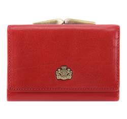Damski portfel skórzany z herbem na bigiel, czerwony, 10-1-053-3, Zdjęcie 1