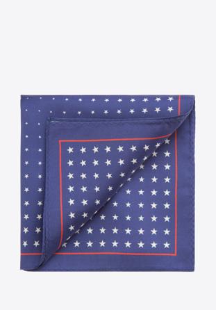 Men's pocket square, navy blue-white, 85-7P-X01-X4, Photo 1