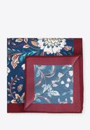 Patterned silk pocket square, burgundy-navy blue, 96-7P-001-X20, Photo 1