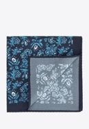 Patterned silk pocket square, navy blue-blue, 96-7P-001-X1, Photo 1