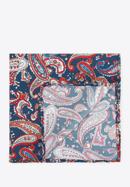 Patterned silk pocket square, red-navy blue, 96-7P-001-X3, Photo 1