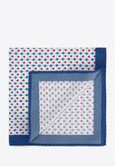 Patterned silk pocket square, white-navy blue, 96-7P-001-X1, Photo 1
