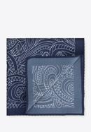 Patterned silk pocket square, navy blue-white, 96-7P-001-X3, Photo 1