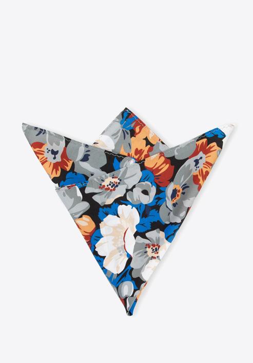 Patterned silk pocket square, grey-orange, 96-7P-001-X2, Photo 2