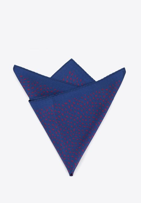 Patterned silk pocket square, navy blue-red, 96-7P-001-X2, Photo 2
