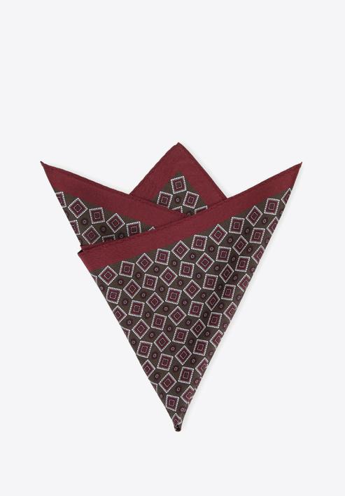 Patterned silk pocket square, burgundy-brown, 96-7P-001-X15, Photo 2