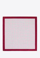 Patterned silk pocket square, white - burgundy, 96-7P-001-X1, Photo 3